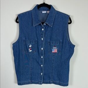 Vtg. disney Mickey Mouse USA Chambray Button Down Tank Women’s Sz.‎ xL